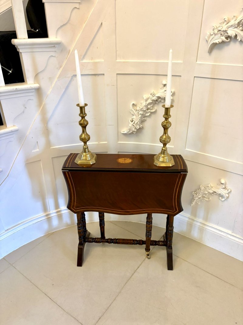 Antique Mahogany Sutherland Occasional Table with Satinwood Inlay - Image 2